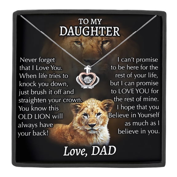 MASALADI To My Daughter Necklace from Dad,Interlocking Hearts & Crown Pendant,Inspirational Gifts,Birthday Gift