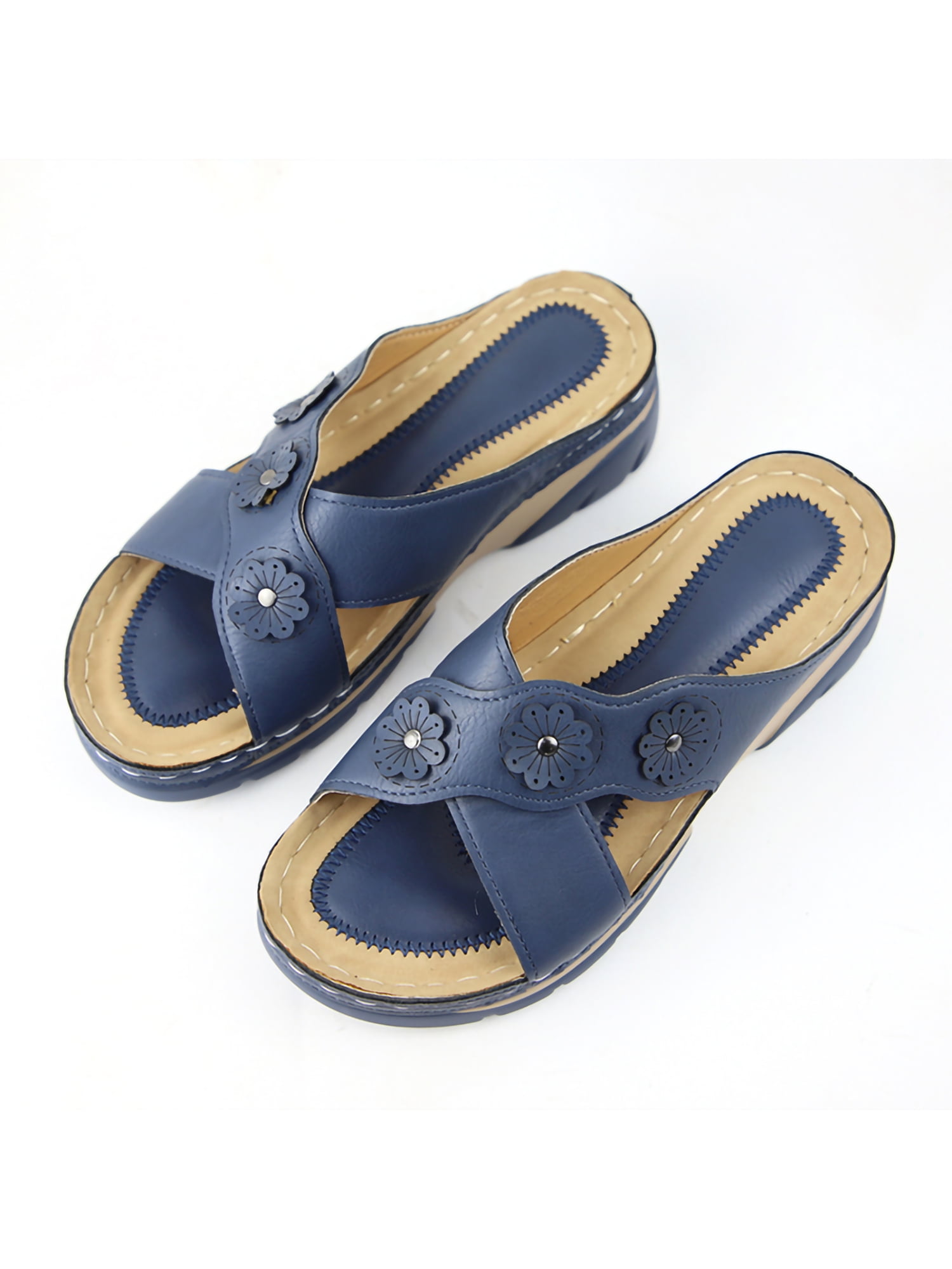 Mens Sandals Memory Foam Touch Fastening Open Toe Flip Flop Mules Summer Shoes 