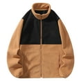 thumbnail image 2 of gyLJF Men's Color-blocked Fleece Jacket Stand-up Collar Fleece Hoodie Full-zipper Warm Long Sleeve Top with Zipper Pockets, 2 of 7