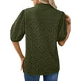 thumbnail image 4 of UVN Summer Blouses for Women Short Sleeve Shirts Ladies Hollow Out Lace Blouse V Neck Dressy Casual Tops, 4 of 8