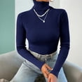 thumbnail image 6 of Ladies Tops Turtleneck Ribbed Knit Long Sleeve Slim Fit Pullover Sweater Top, 6 of 6