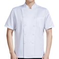 thumbnail image 1 of Bunblic Chef Jacket Chef Coat Short Sleeve Top Waiter Apparel Button Uniform Workwear for Kitchen Food Service Bakery Restaurant Cafe White XL, 1 of 8