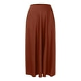 thumbnail image 6 of MIXUE Skirts For Women Summer Satin Solid Color Elastic High Waist Elegant Party A Line Maxi Skirt Activewear,Orange,L, 6 of 7