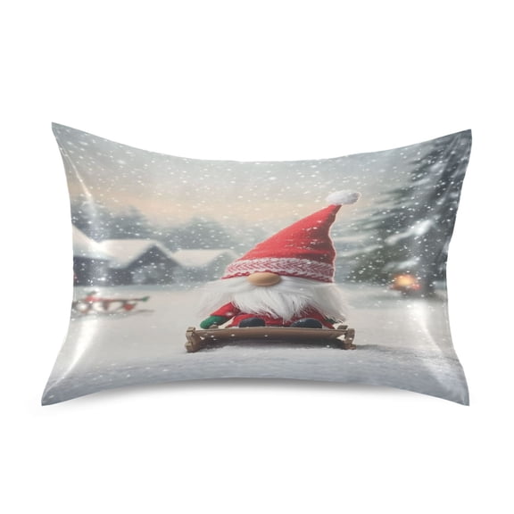 Ryvnso Satin Pillowcase Winter Gnome Christmas Pillow Cases Standard Size 26x20in