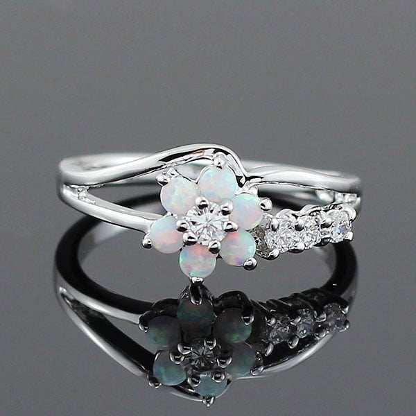 Exquisite Round Cut White Fire Opal Stone 925 Sterling Silver