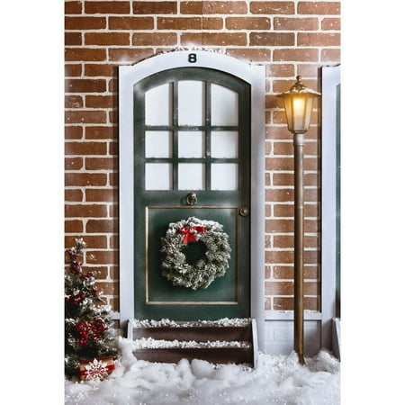 Image of GreenDecor 5x7ft Christmas Door Photography Backdrop Art Newborn Photo Background