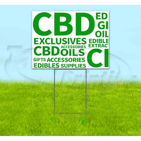CBD Word Cloud (18" x 24") Yard Sign, Includes Metal Step Stake