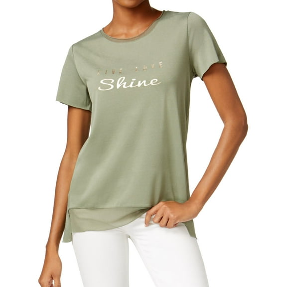 Jamie & Layla Womens Live Love Shine Graphic T-Shirt, Green, Small