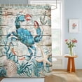 thumbnail image 4 of Shower Curtains for Bathroom, Teal Crab Coastal Waterproof Fabric Shower Curtain, Summer Beach Nautical Starfish Retro Decorative Bathroom Curtain for Bathtub, 66"x72", No Hooks Included, 4 of 9