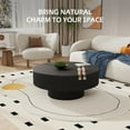 thumbnail image 5 of Gelloan 31.5" Round Fluted Coffee Table, Modern Wood Circle Coffee Table, Veneer Handcrafted Relief Tea Table for Living Room,Black, 5 of 8