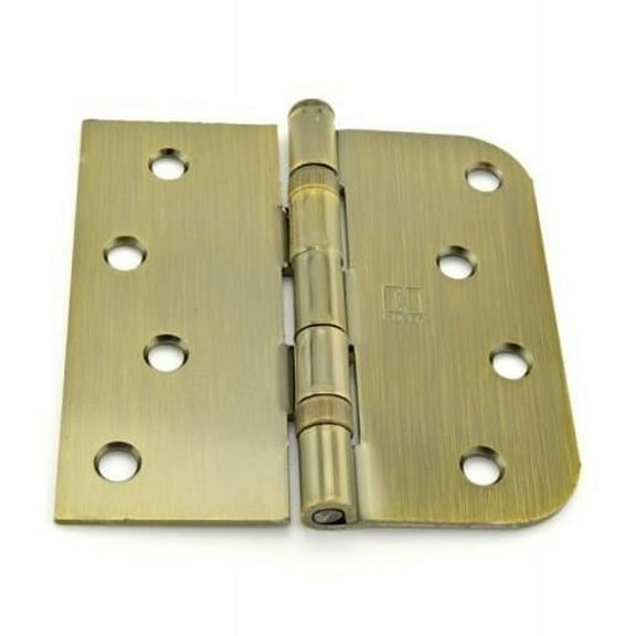 Hager BB181645 4 x 4 in. Right Hand Square by 0.625 in. Radius Full Mortise Residential Weight Ball Bearing Hinge, No. 070258 Antique Brass