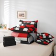 thumbnail image 6 of jejeloiu Stereoscopic Grid 7 Pieces Bedding Comforter Set,Modern Geometric Pattern Full Bedding Set,White Red Black Fitted Sheet Flat Sheet For Kids,Microfiber Bedroom Decor Reversible, 6 of 8