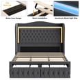 thumbnail image 4 of Homfa King Size LED Bed Frame with Storage Drawers, 54in Tall Velvet Upholstered Headboard Platform Bed with Wingback Buttons Headboard, Gray, 4 of 9