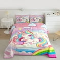 thumbnail image 2 of Homewish Colorful Cute Unicorn Bedding Comforter Set,Kawaii Rainbow Stars Pattern Twin Comforter Sets, Magic Animal Bedding Set For Girls Teens,Super Cozy Room Decor Reversible,2 Pieces, 2 of 8