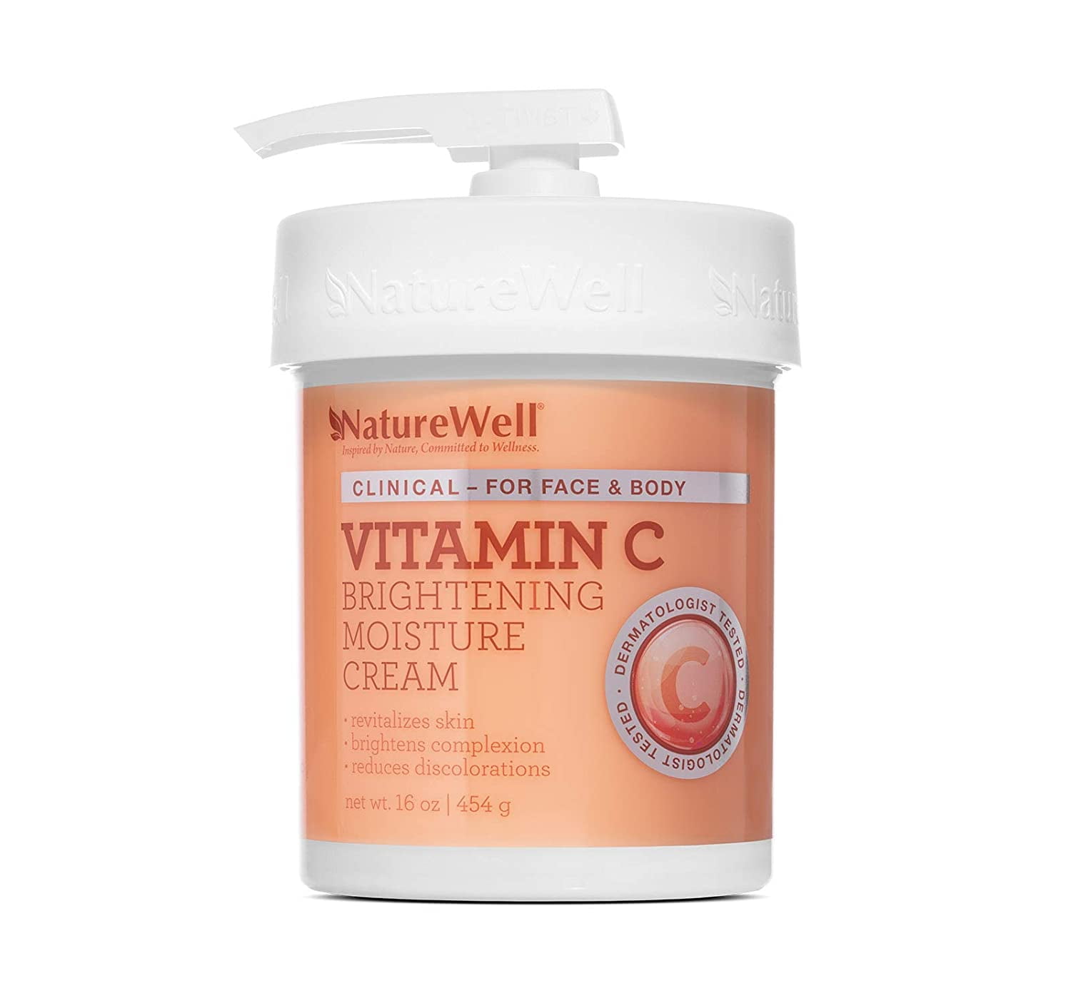 trække Overflødig Integrere NATUREWELL Vitamin C Brightening Moisture Cream for Face and Body, 16 Oz -  Walmart.com