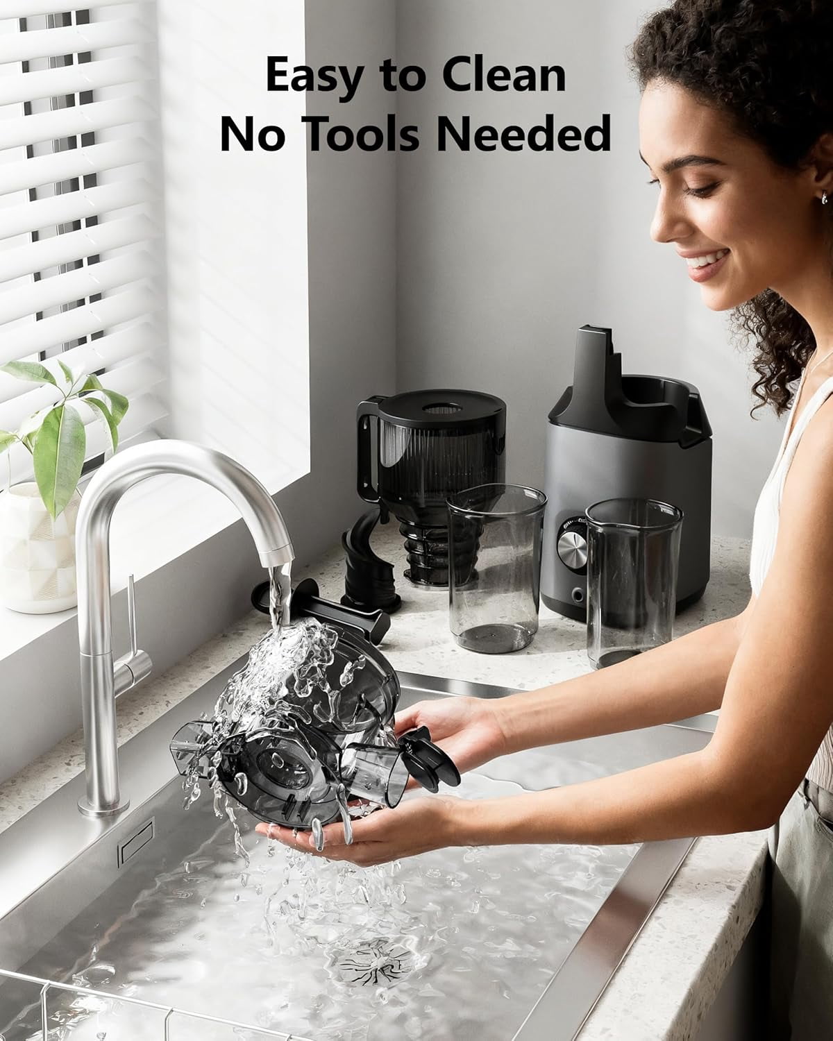Cold Press Juicer Machines,  5.8" Wide Feed Chute, Slow Masticating Juicer for Whole Vegetables and Fruits, 99.6% High Juice Yield, Easy to clean, Juicer Machines with BPA Free