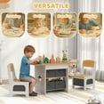 thumbnail image 4 of Qaba 3 Piece Kids Table and Chair Set with 6 Removable Drawers, Natural, 4 of 10