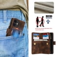 thumbnail image 4 of Dteck Zipper Wallet Crossbody Bag Case for iPhone 7/8/SE 2nd/3rd Gen,Luxuy Leather RFID Blocking Case Large Wallet Capacity Card Slots Cash Pocket Flip Kickstand Cover with Wrist/Shoulder Strap,Brown, 4 of 9