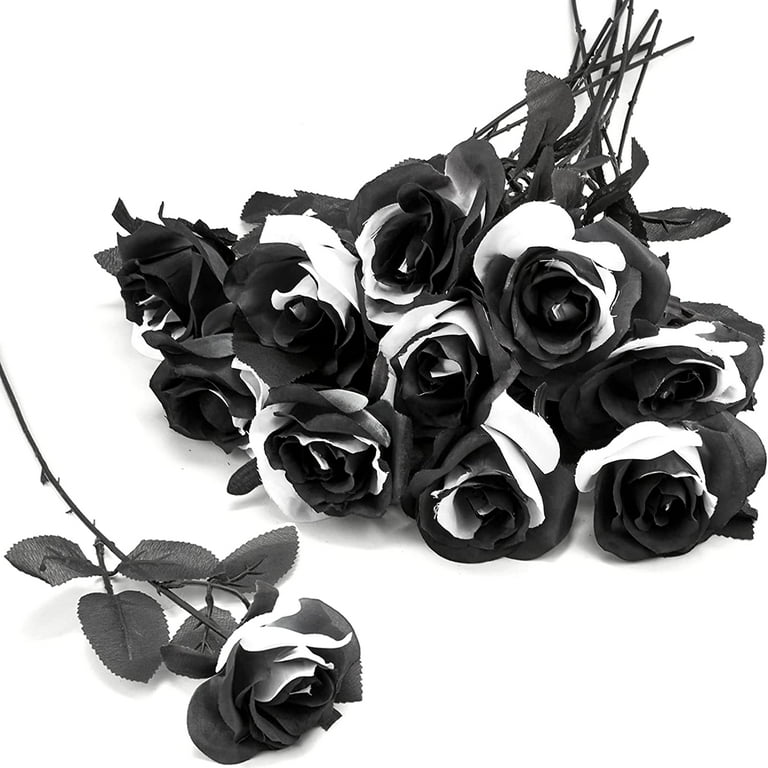 10 Pack  3 Black Artificial Peony Flower Heads