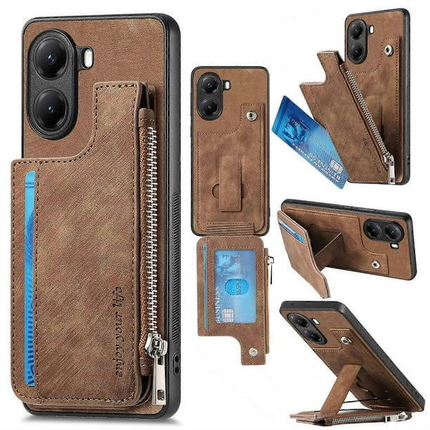 For Xiaomi Poco X7 Pro 5G Xiaomi Redmi Turbo 4 5G Case Zipper Card Holder Kickstand Leather + PC + T