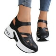 thumbnail image 1 of Womens Platform Wedge Gladiator Sandals Summer Fall Leather Closed Toe Hidden High Heel Fisherman Work Shoes, 1 of 7