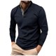 thumbnail image 1 of Blusas y camisas de manga larga con cuello redondo para hombre, blusa holgada de color liso con botones y cuello redondo, blusa de manga larga con cuello redondo para hombre, 1 of 8