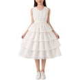 thumbnail image 2 of EnJoCho Summer Dress for Girls Puff Short Sleeve A-Lined Princess Dress Spring Solid Cotton Beach Vacation Boho Outfits Teens A-Line Boho Dress, 2 of 8