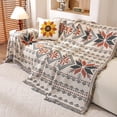 thumbnail image 6 of Croniis Boho Sofa Cover with Anti-slip Velcro Tape, Couch Blanket Cover Sectional Sofa Cover for Boho Style, Revitalizing the Old Sofa,Couch Protector,Cotton weaving Maple Leaf Pattern 71*71in, 6 of 8