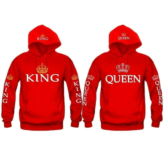 Valentine´s Day King and Queen Matching Couple Sweatshirts Hoodie Lovers Matching His and Her shirts
