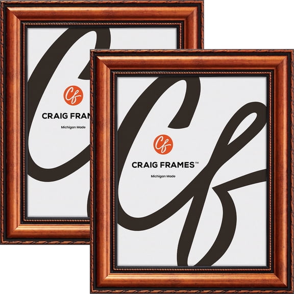 Craig Frames Victoria, 7x8 inch Picture Frame, Ornate Copper, Set of 2