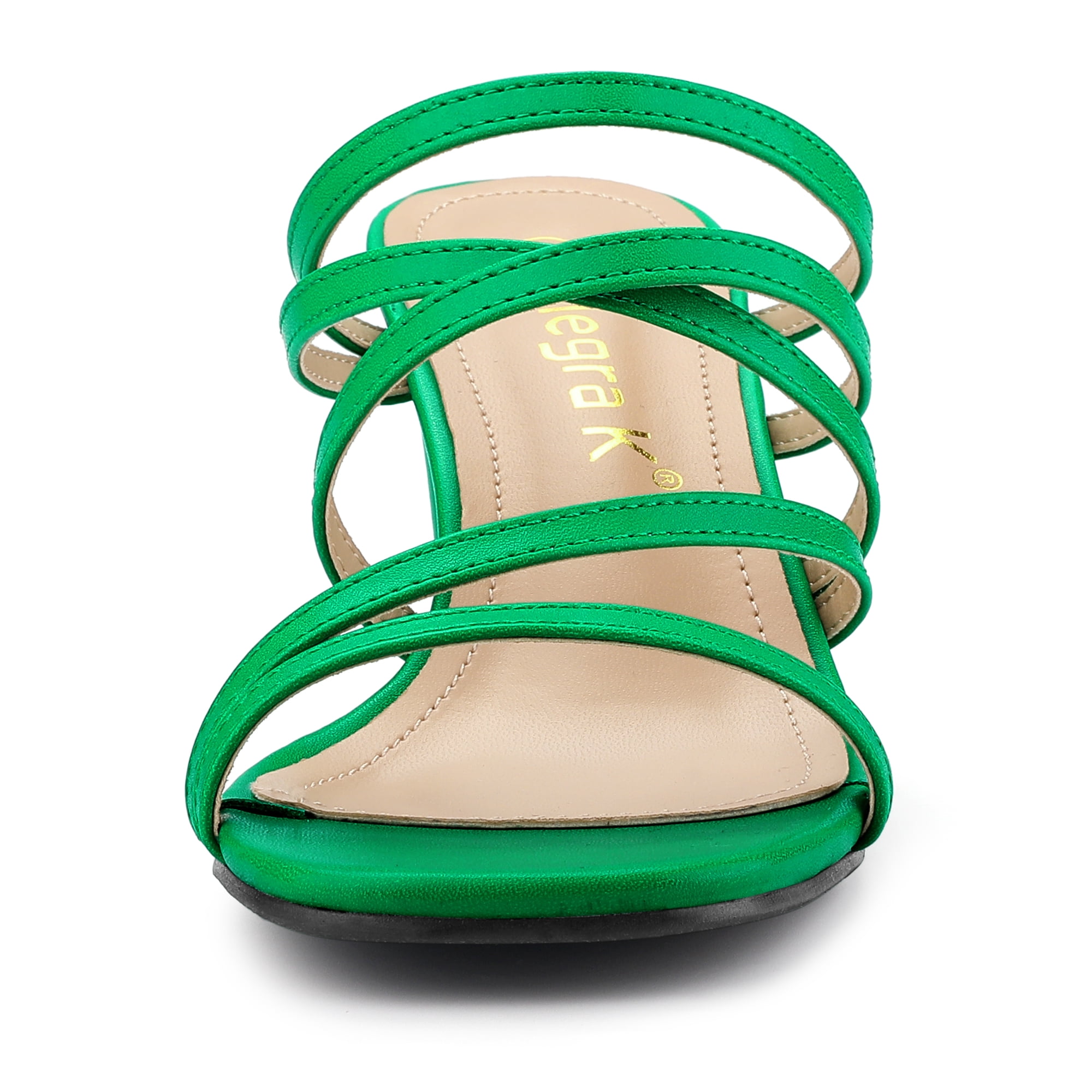 DARING DIVA Women's Sandals Block Heeleds Crisscross Strap Sandals Green 7