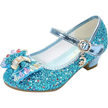 

Girls Dress Shoes Wedding Party Princess Shoes Sequin Rhinestone Bow Sandals Low Heels Mary Jane Shoes Dancing Shoes