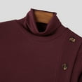 thumbnail image 5 of Zylanna Men's High Neck T-Shirts Tee, Buttons Solid Color Long Sleeve Turtleneck Casual Pullover Tops Wine, 5 of 7