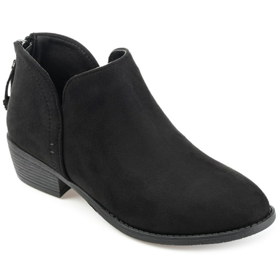 Journee Women's Livvy Ankle Booties with Back Zipper and Stacked Heel – Wide and Standard Widths