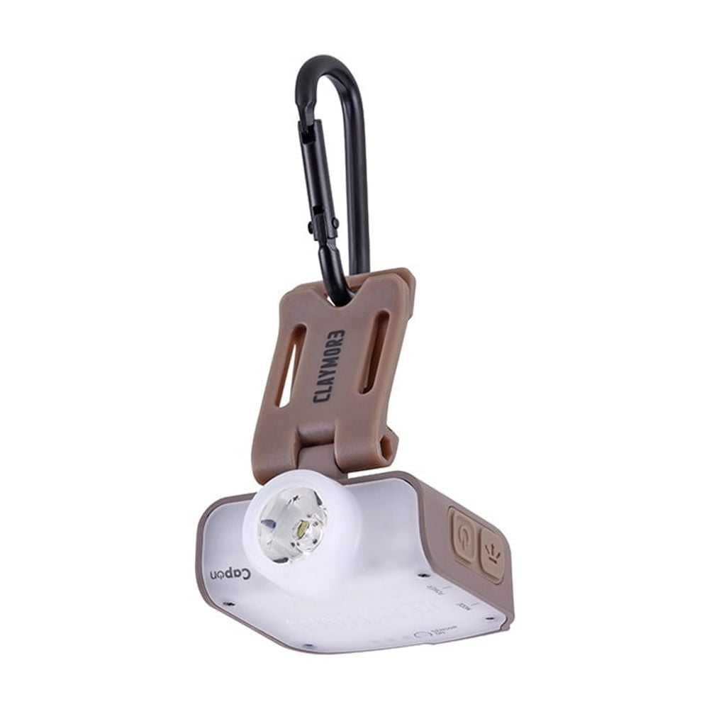Claymore Capon 80C (Tan) - LED Rechargeable Clip-On Cap Headlamp, Lightweight Hat Light for Camping, Running, Emergency & Industrial Use, Waterproof, Hands-Free Sensor, 45 Hours Battery Life.