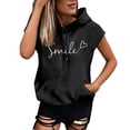 thumbnail image 1 of HNMKIU Débardeur Femme Grande Taille Mode Imprimé Sweat à Capuche Manches Courtes Blouse Ample, 1 of 4