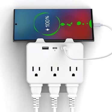 BOHASHIN Outlet Extender,6 Outlets and 3 USB Ports(1 USB C) Wall Charger, 2-Sided  Power Strip for Home, Office, Dorm