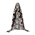 thumbnail image 7 of Honeii colorful Skull dog flower Print Poncho Cape, Cloak Coat, Snuggly Hooded Wearable Blanket, Hooded Cape For Teenagers,Halloween Costumes-Medium, 7 of 7