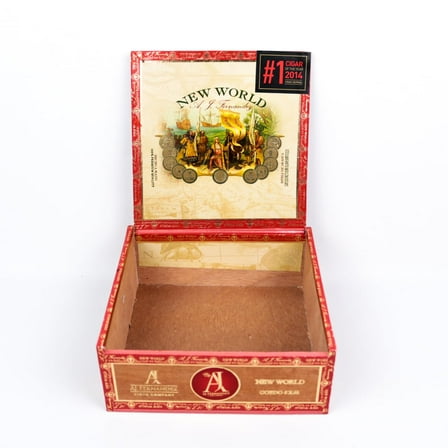 New World Gordo Empty Wood Cigar Box 6.75" x 6.5" x 2.75"