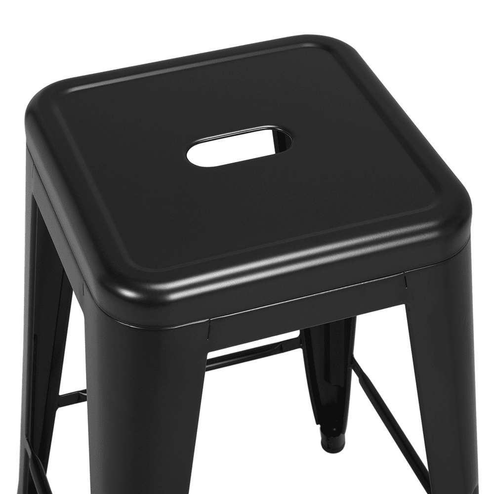 Alden Design 24" Stackable Metal Bar Stools Counter for Indoor/Outdoor, Set of 4, Black