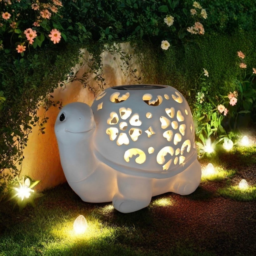 Solar Garden Outdoor Statues Turtle with LED light, Turtle Decor Tortoise Sculpture for Patio, Balcony, Yard Ornaments, Turtle Graden Statue for Outside, Unique Housewarming Gifts, Mom Gifts