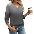 thumbnail image 4 of Long Sleeve Shirts for Women Spring Outfits V Neck T Shirts Tunic Tops Fashion Clothing Gray M, 4 of 7