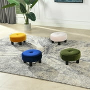 Jennifer Taylor Home Riley 16 Round Footstool Ottoman Olive Green Velvet