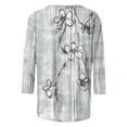 thumbnail image 6 of JTZGDY Womens Tops Dressy Casual Floral Printed Summer 3/4 Length Sleeve Crewneck Front Ruched Pleated T-Shirts Loose Lightweight Comfy Graphic Tunic Blouse Gray M, 6 of 7
