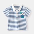 thumbnail image 2 of Cethrio Boys Polo Shirts, Casual Striped Cotton Printed Summer Shirts Blue Size 7-8 T, 2 of 9