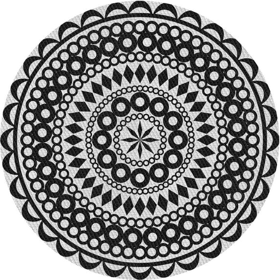 Ahgly Company Indoor Round Patterned Gray Brown Area Rugs, 6' Round