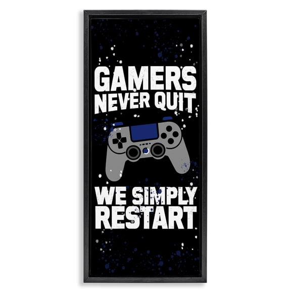 Stupell Industries Never Quit Simply Restart Black Framed Floater Canvas Wall Art, design by Kim Allen