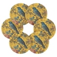 thumbnail image 2 of 6 Pcs Drink Coasters with Holder 3.94in Woven Coasters for Drinks Bluebird Surrounded by Flowers Coaster Set for Protection Table, 2 of 7