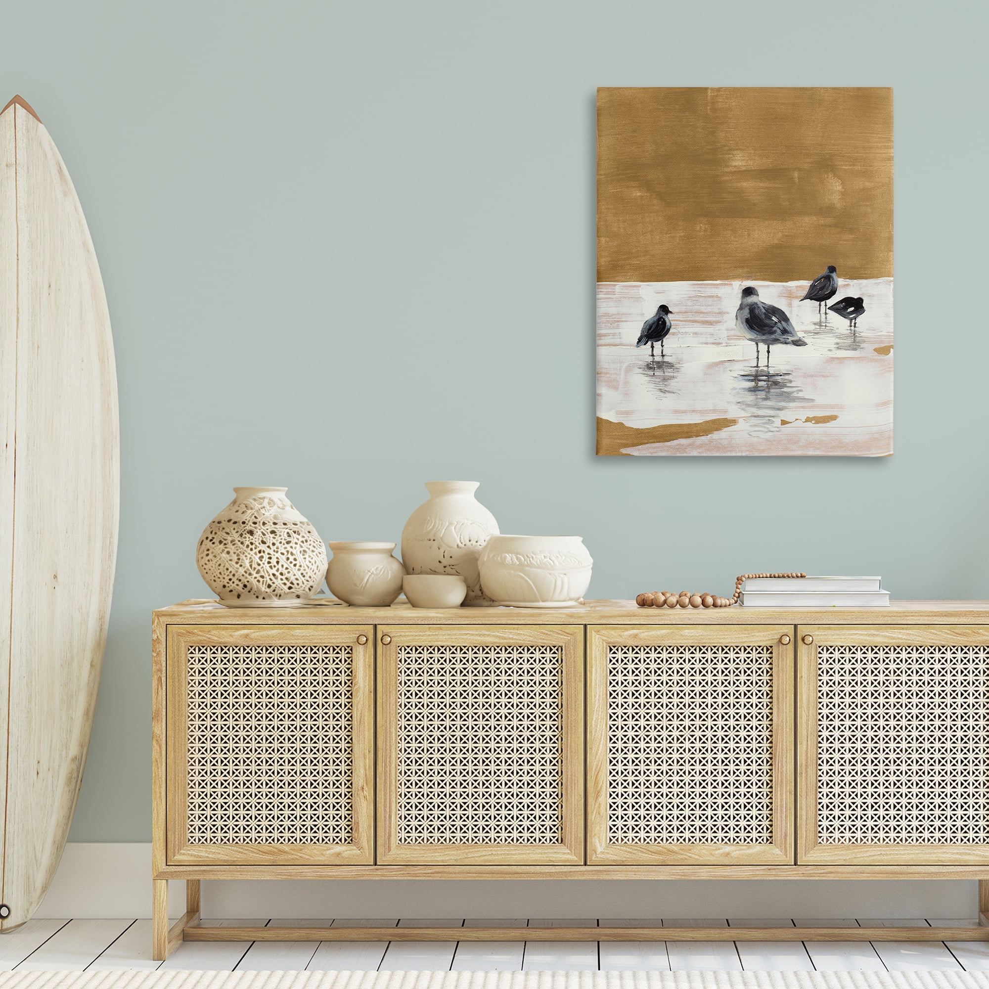 Stupell Industries Sea Seagull Silhouettes Animals & Insects Painting Gallery Wrapped Canvas Art Print Wall Art, 30 x 40