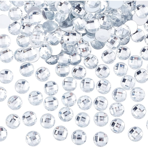 200 Pcs 14mm Flat Back Round Acrylic Rhinestone Gems with Container Clear Circle Crystals Bling Jewels Acrylic Jewels Embelishments for Costume Making Cosplay Jewels Crafts DIY